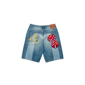 PALACE EVISU LONG DENIM SHORT LIGHT WASH
